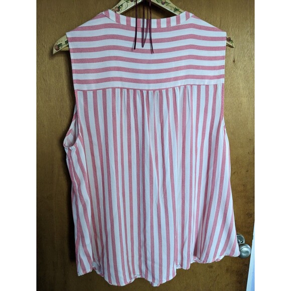 Torrid Women's Harper Washable Gauze Sleeveless Pullover Blouse Pink White Sz 1 - Picture 2 of 8